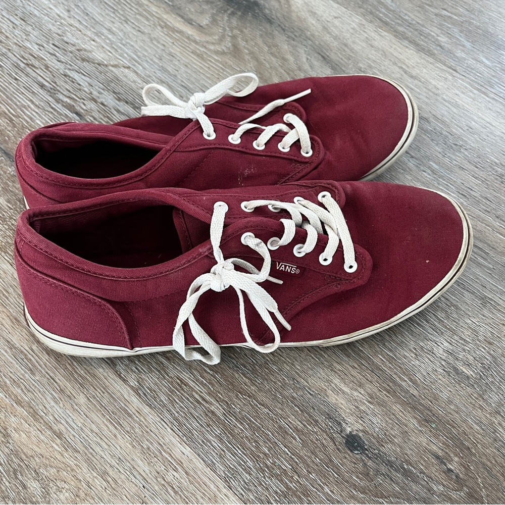 Vans Maroon Canvas Shoes with White Laces